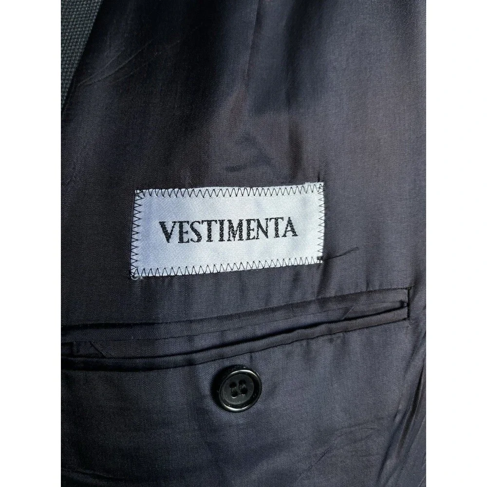 Vestimenta (Armani) Men 38 Blazer Wool Double Breasted Birdseye Sport Coat Italy